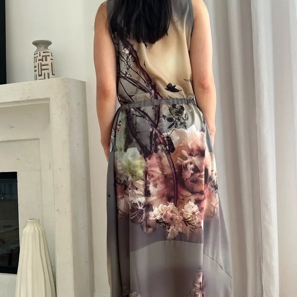 Bolongaro Trevor Gray Floral Dress size small-medium - Picture 6 of 8